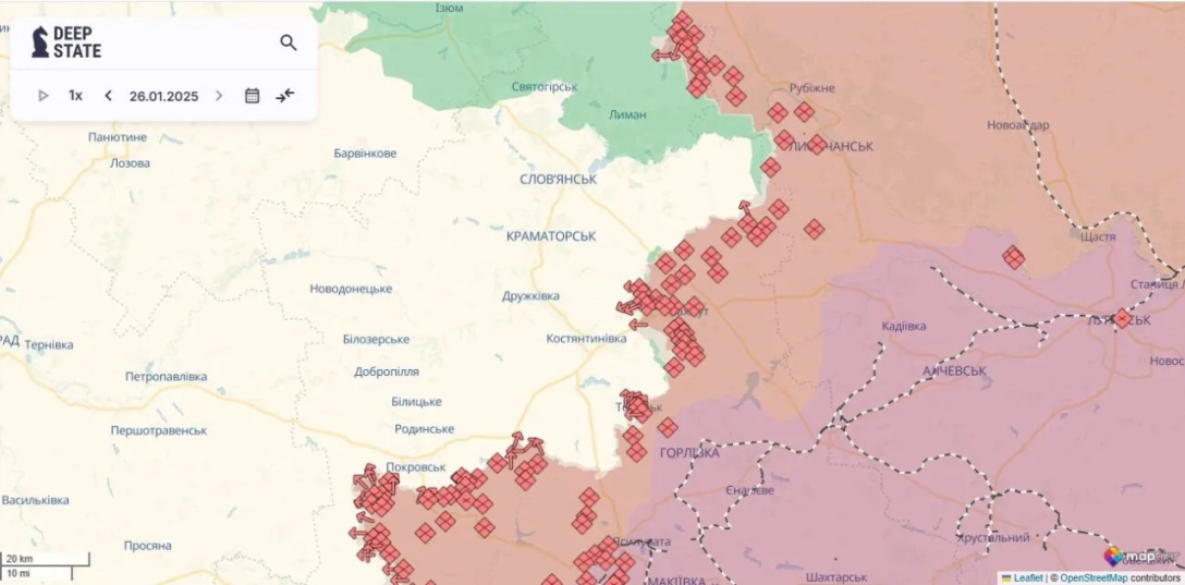 Карта боев Покровск, Торецк, Часов Яр